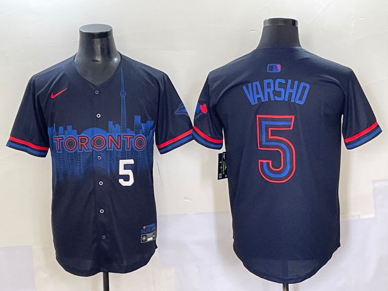 Men 2025 Toronto Blue Jays #5 Varsho Black Joint Name Nike MLB Jersey style 3